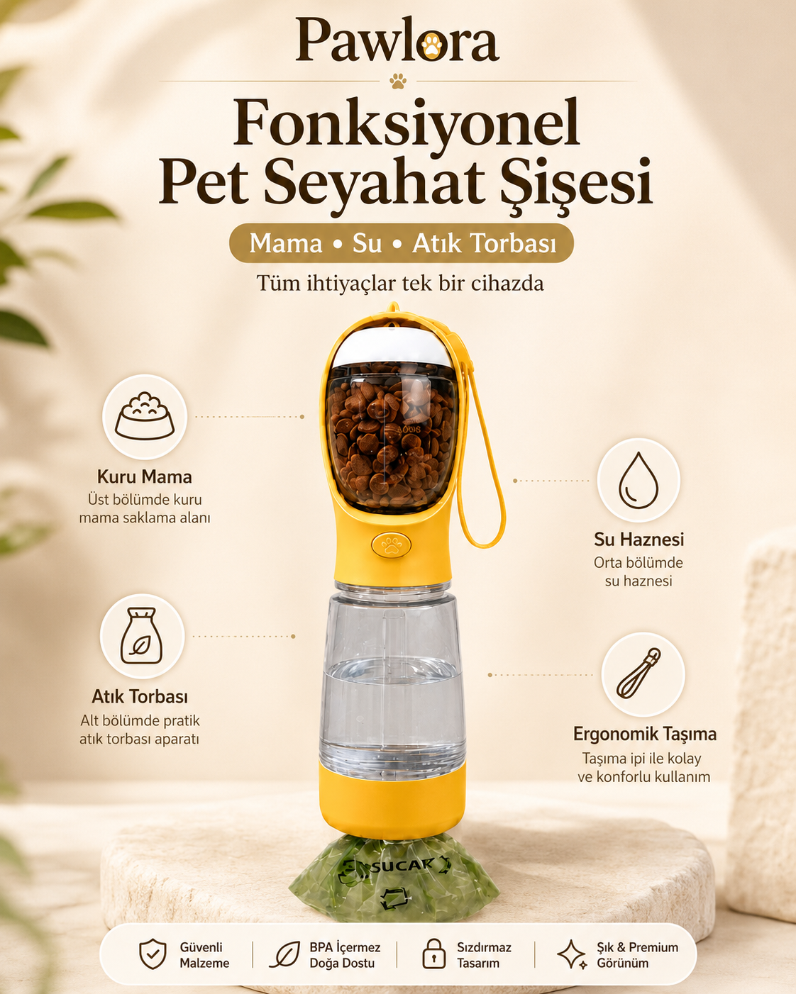 Pawlora Fonksiyonel Seyahat Şişesi