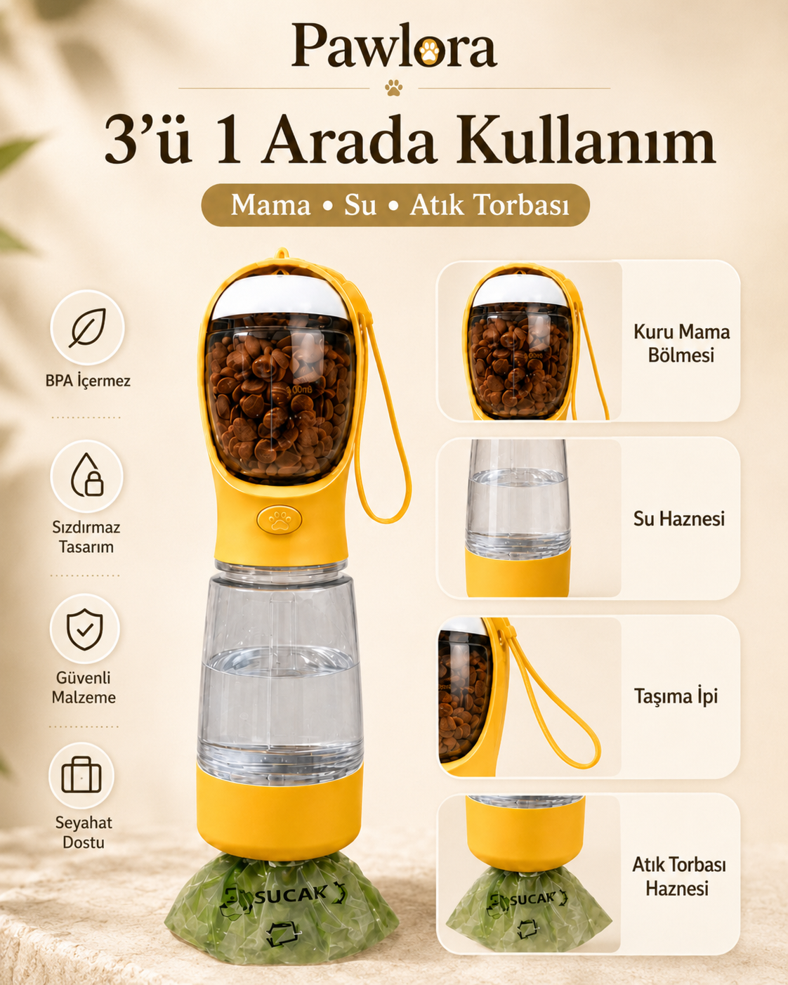 Pawlora Fonksiyonel Seyahat Şişesi